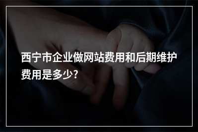[year]西宁市企业做网站费用和后期维护费用是多少?