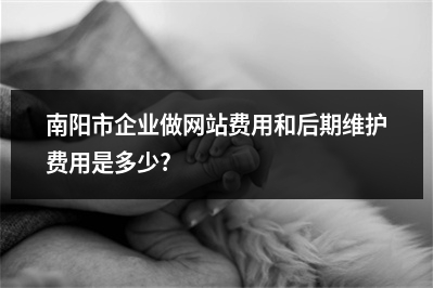 [year]南阳市企业做网站费用和后期维护费用是多少?