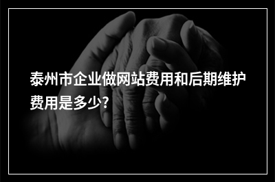 [year]泰州市企业做网站费用和后期维护费用是多少?