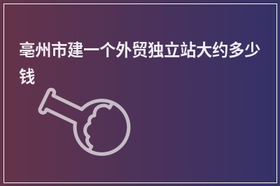 [year]亳州市建一个外贸独立站大约多少钱