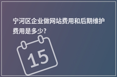 [year]宁河区企业做网站费用和后期维护费用是多少?