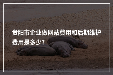 [year]贵阳市企业做网站费用和后期维护费用是多少?