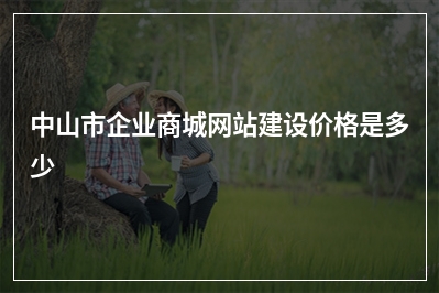 [year]中山市企业商城网站建设价格是多少