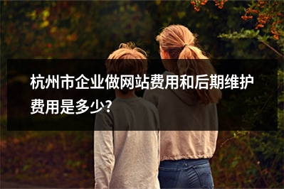 [year]杭州市企业做网站费用和后期维护费用是多少?
