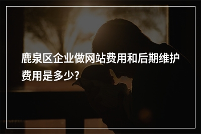[year]鹿泉区企业做网站费用和后期维护费用是多少?