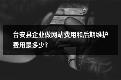 [year]台安县企业做网站费用和后期维护费用是多少?