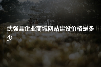 [year]武强县企业商城网站建设价格是多少