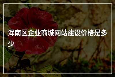[year]浑南区企业商城网站建设价格是多少