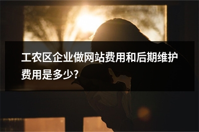 [year]工农区企业做网站费用和后期维护费用是多少?