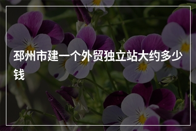 [year]邳州市建一个外贸独立站大约多少钱