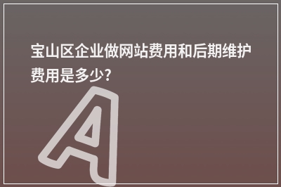 [year]宝山区企业做网站费用和后期维护费用是多少?