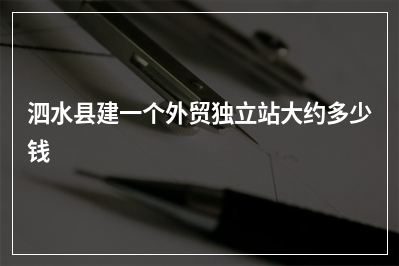 [year]泗水县建一个外贸独立站大约多少钱