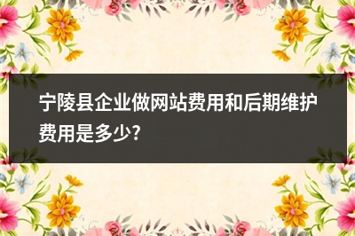 [year]宁陵县企业做网站费用和后期维护费用是多少?
