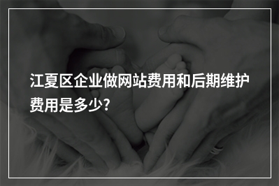 [year]江夏区企业做网站费用和后期维护费用是多少?