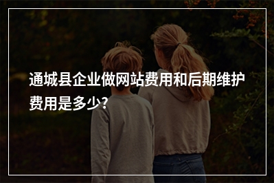 [year]通城县企业做网站费用和后期维护费用是多少?
