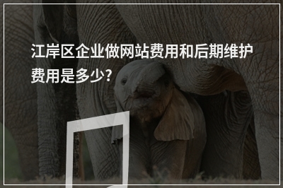[year]江岸区企业做网站费用和后期维护费用是多少?