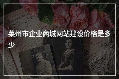 [year]莱州市企业商城网站建设价格是多少