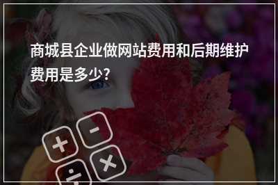[year]商城县企业做网站费用和后期维护费用是多少?